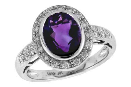 14K White Gold Amethyst Ring
