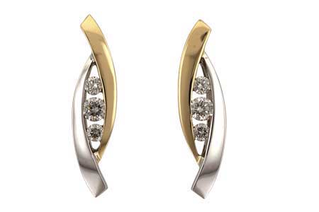 14K Two-Tone Diamond Earrings
