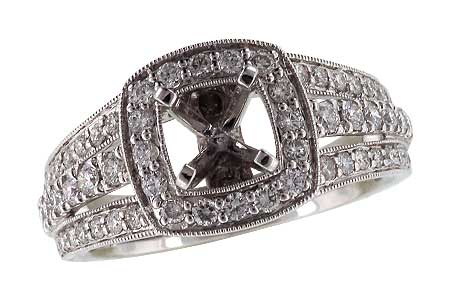 14K White Gold Diamond Semi-Mount Ring