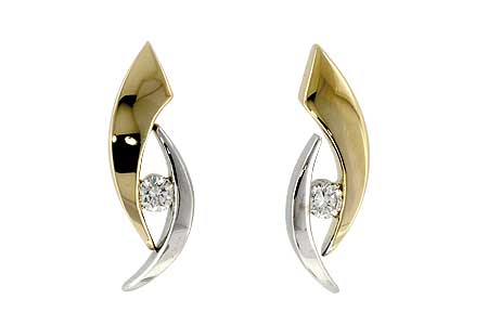 14K Two-Tone Diamond Earrings