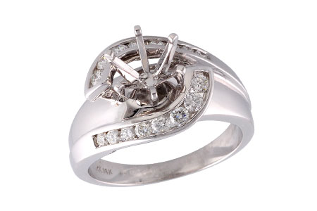 14K White Gold Diamond Semi-Mount Ring
