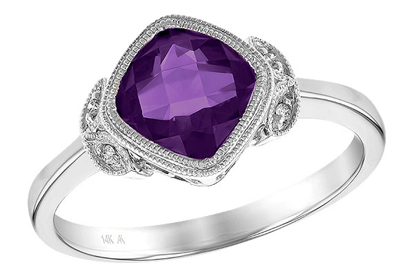 14K White Gold Amethyst Ring