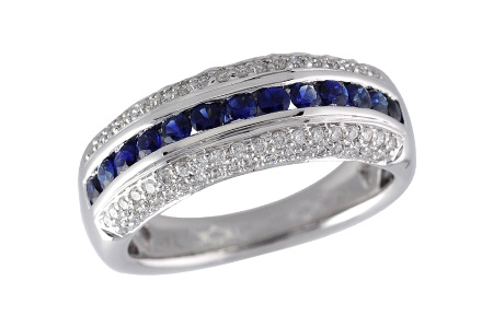 14K White Gold Sapphire Anniversary Band