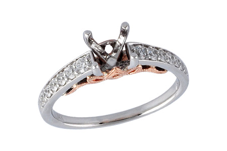 14K Two-Tone Diamond Semi-Mount Ring