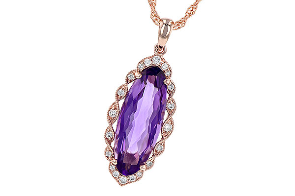 14K Rose Gold Amethyst Necklace