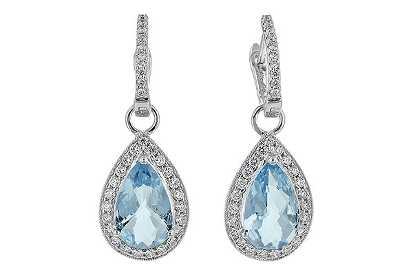 14K White Gold Aquamarine Earrings