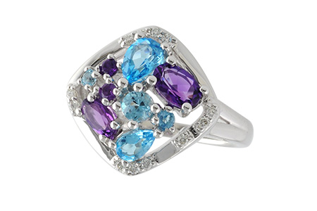 14K White Gold Amethyst Ring