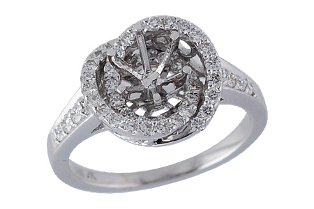 14K White Gold Diamond Semi-Mount Ring