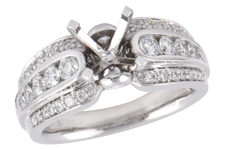 14K White Gold Diamond Semi-Mount Ring