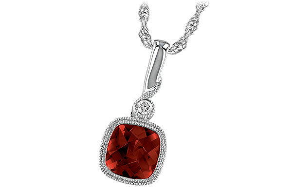 14K White Gold Garnet Necklace