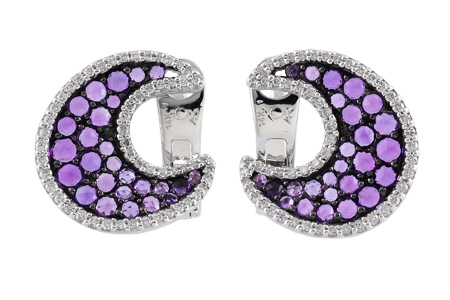14K White Gold Amethyst Earrings