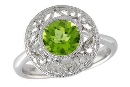 14K White Gold Peridot Ring