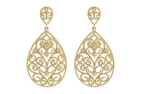 14K Yellow Gold Diamond Earrings