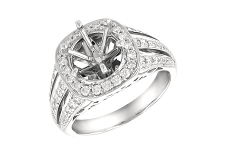 14K White Gold Diamond Semi-Mount Ring