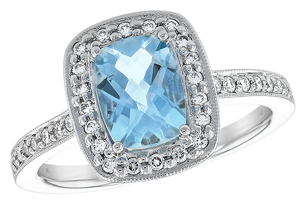 14K White Gold Aquamarine Ring