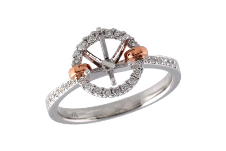 14K Two-Tone Diamond Semi-Mount Ring