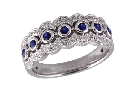 14K White Gold Sapphire Anniversary Band