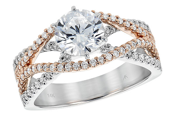 14K Two-Tone Diamond Semi-Mount Ring