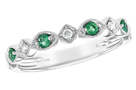 14K White Gold Emerald Anniversary Band