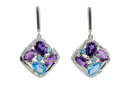 14K White Gold Amethyst Earrings