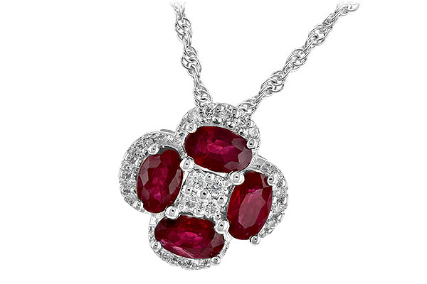 14K White Gold Ruby Necklace
