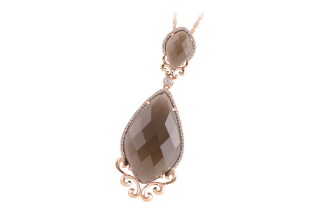 14K Rose Gold Quartz Necklace