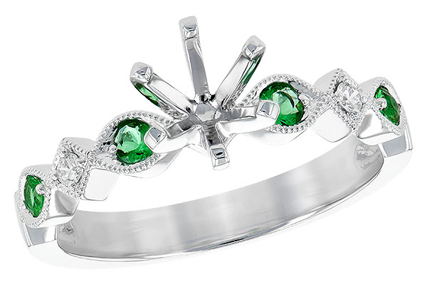 14K White Gold Emerald Semi-Mount Ring