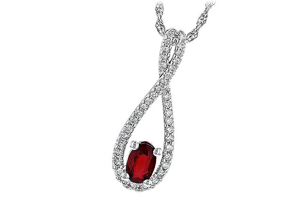 14K White Gold Ruby Necklace