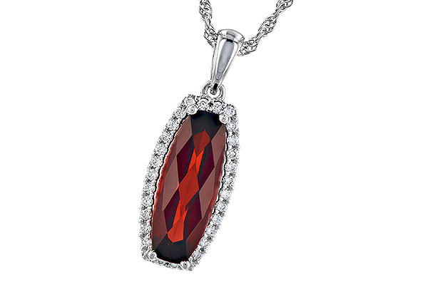 14K White Gold Garnet Necklace