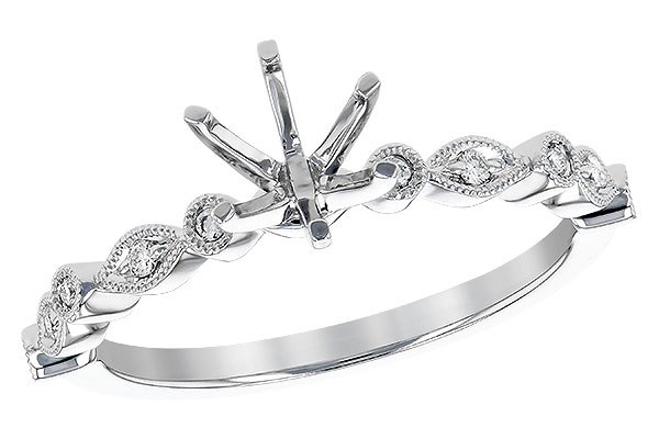14K White Gold Diamond Semi-Mount Ring