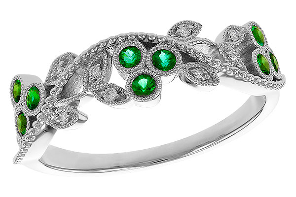 14K White Gold Emerald Anniversary Band