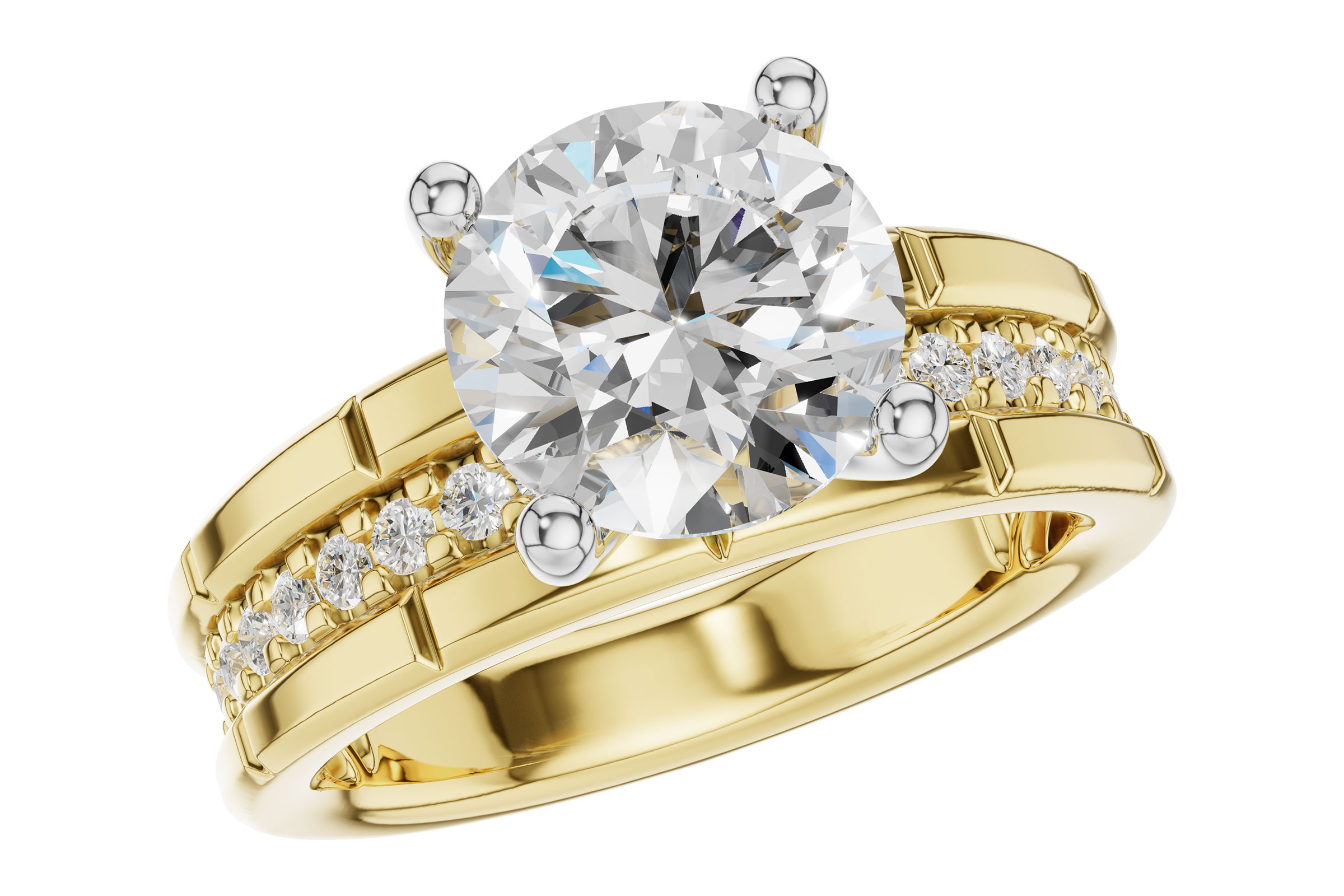 14K Yellow Gold Diamond Semi-Mount Ring