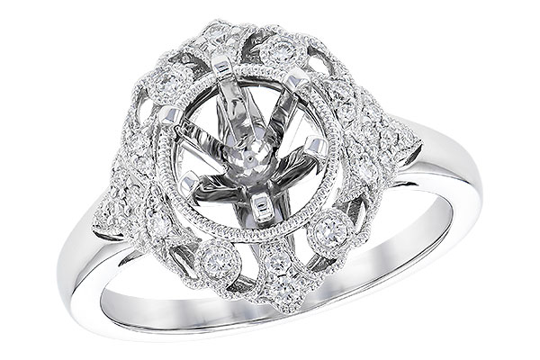 14K White Gold Diamond Semi-Mount Ring
