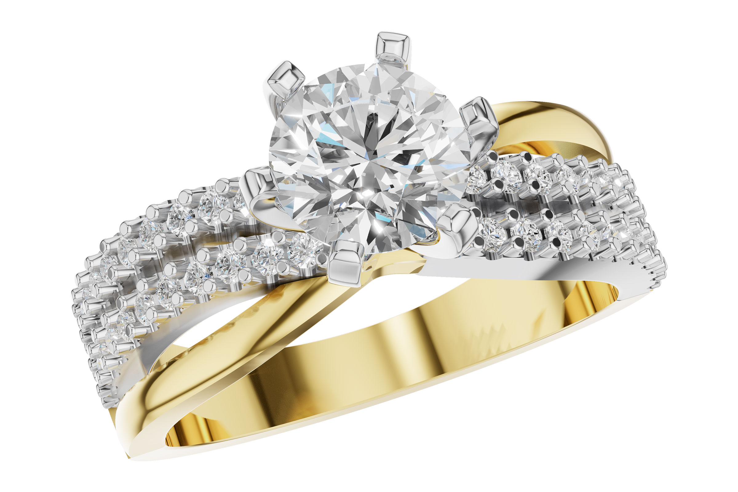 14K Two-Tone Diamond Semi-Mount Ring