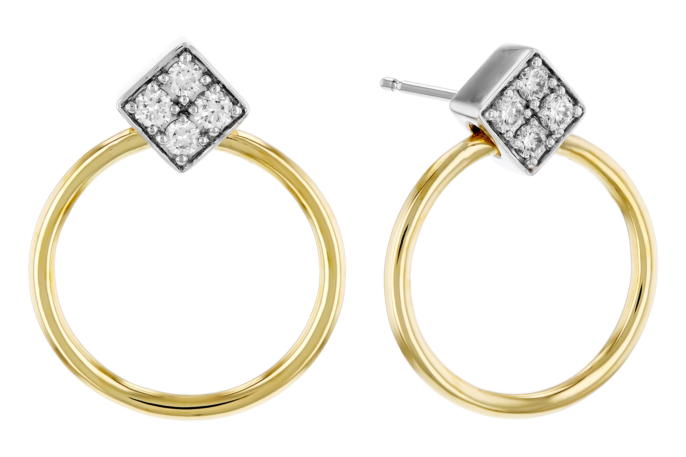 14K Two-Tone Diamond Earrings