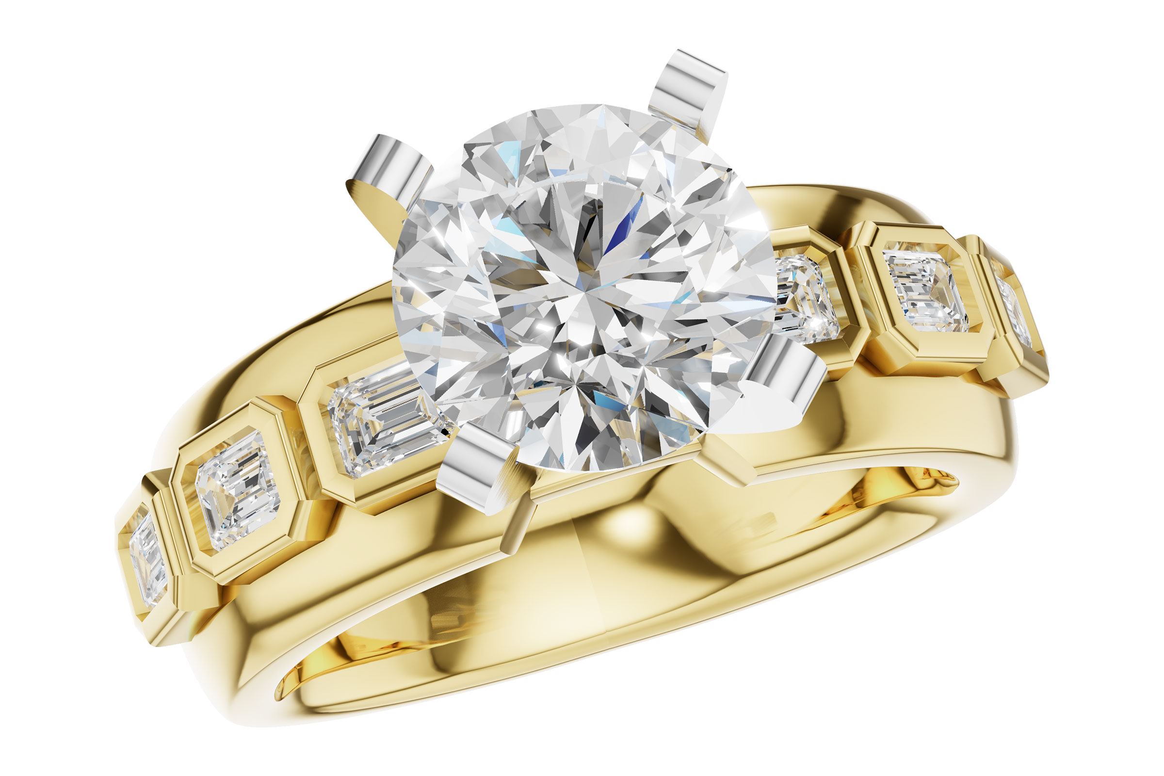 14K Yellow Gold Diamond Semi-Mount Ring