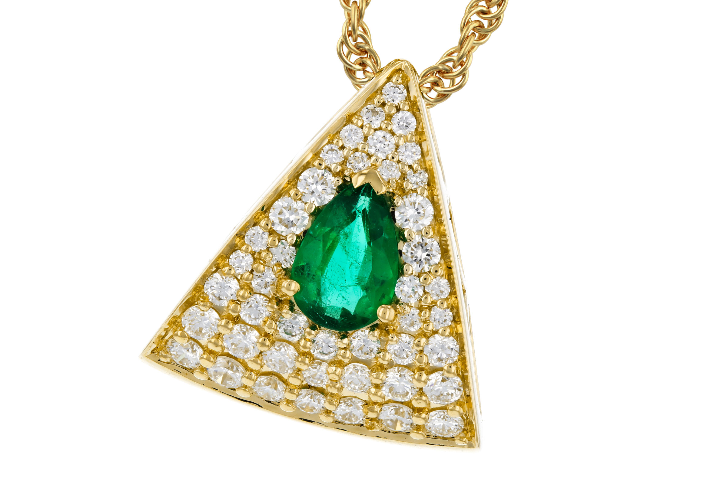 14K Yellow Gold Emerald Necklace