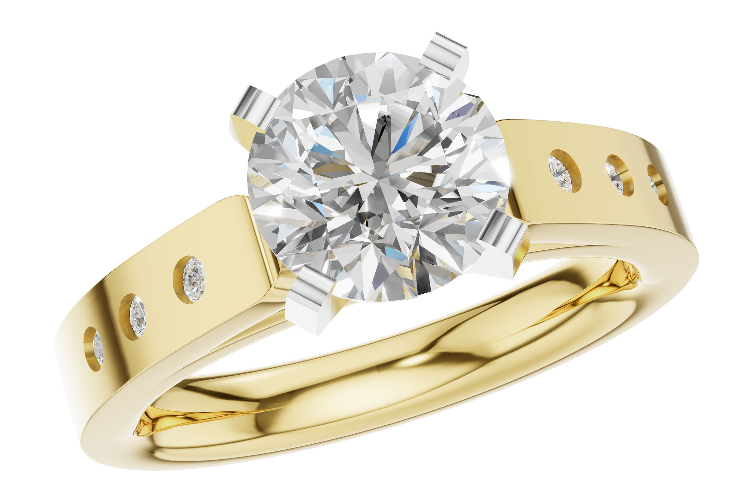 14K Yellow Gold Diamond Semi-Mount Ring
