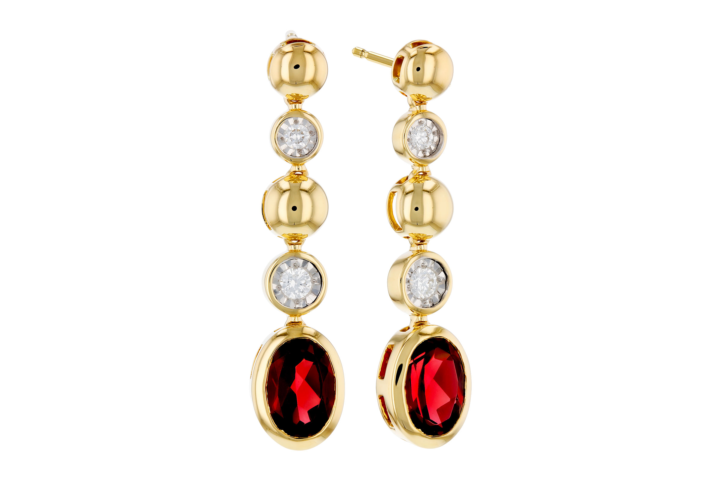 14K Yellow Gold Garnet Earrings