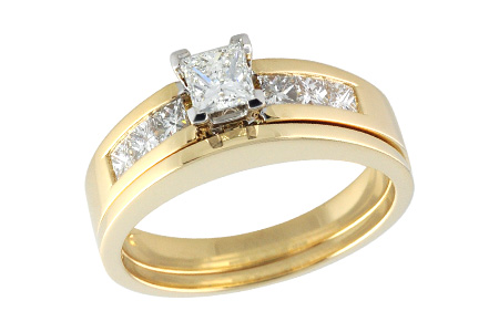 14K Yellow Gold Diamond Wedding Set