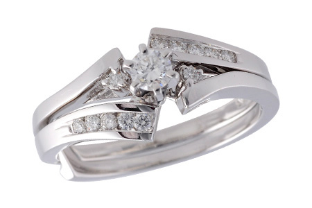 14K White Gold Diamond Wedding Set