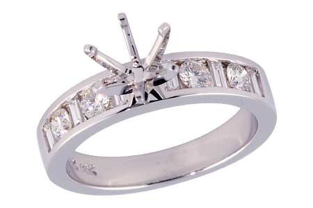 14K White Gold Diamond Semi-Mount Ring