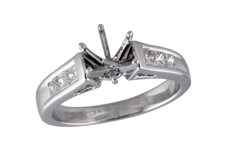 14K White Gold Diamond Semi-Mount Ring