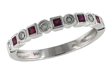14K White Gold Ruby Anniversary Band