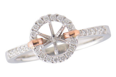 14K Two-Tone Diamond Semi-Mount Ring