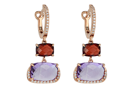 14K Rose Gold Amethyst Earrings