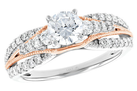 14K Two-Tone Diamond Semi-Mount Ring