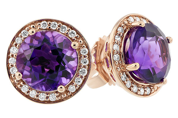 14K Rose Gold Amethyst Earrings