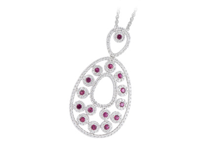 14K White Gold Ruby Necklace