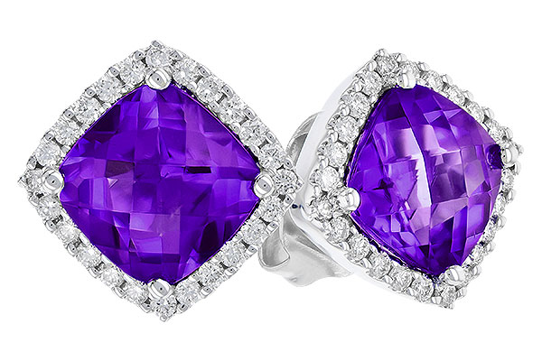 14K White Gold Amethyst Earrings